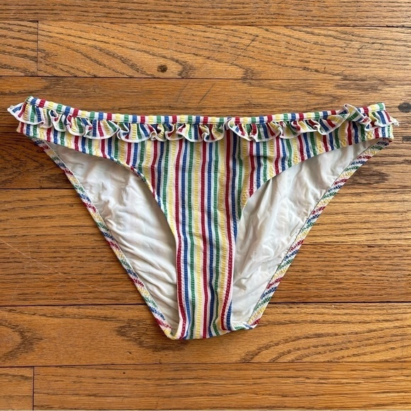 Solid and Striped Womens Milly Bikini Bottom Ruffle Multi Stripe Large - Picture 3 of 6